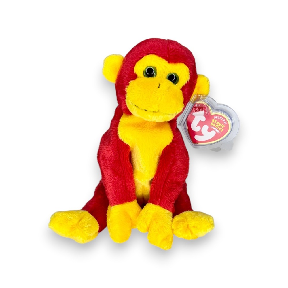 Chopstix the Monkey | Bright Jungle Buddy | Mint Heart Tag TY Beanie Baby
